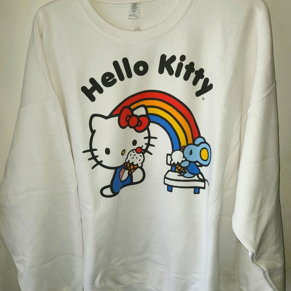 Hello Kitty White Sweatshirt with Rainbow Design